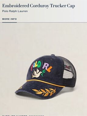Polo By Ralph Lauren Embroidered Corduroy Trucker Hat